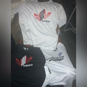 Adidas Trefoil White XL w/Red/Black or L White w/Black Logo T-Shirt (IA4815) New
